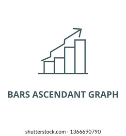 Bars ascendant graph line icon, vector. Bars ascendant graph outline sign, concept symbol, flat illustration