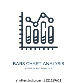 bars chart analysis thin line icon. infographic, technology linear icons from business and analytics concept isolated outline sign. Vector illustration symbol element for web design and apps.