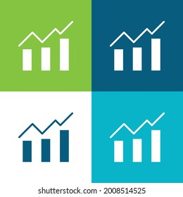 Bars Chart Flat four color minimal icon set