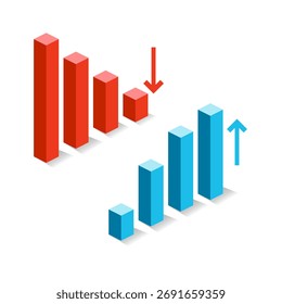Gráfico de barras crescimento fluxo ícone de negócios símbolo design vetor