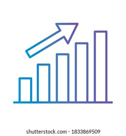 bars chart with increase arrow gradient style icon design, Data analysis and information theme Vector illustration