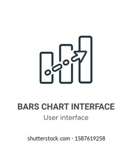 Bars chart interface ascending outline vector icon. Thin line black bars chart interface ascending icon, flat vector simple element illustration from editable user interface concept isolated on white 