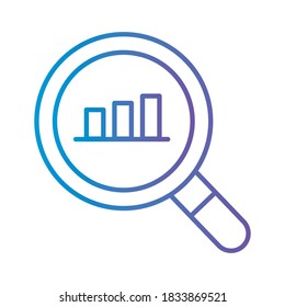 bars chart in lupe gradient style icon design, Data analysis and information theme Vector illustration