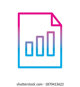 bars chart on document gradient style icon design, Data analysis and information theme Vector illustration