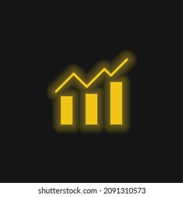Icono de neón brillante amarillo gráfico de barras