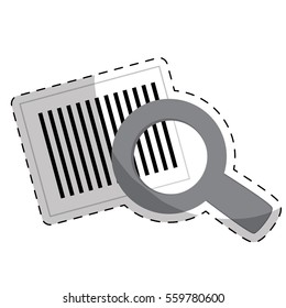 bars code with magnifying glass over white background. vector illustration