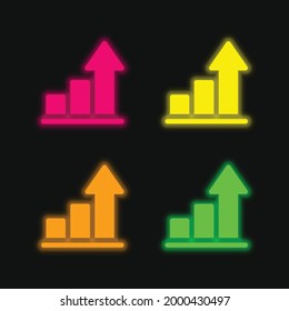 Icono de vector neón brillante de cuatro colores