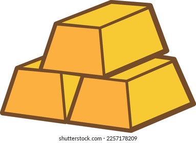 Bars of gold, gold, gold bar Vector Icon flat illustration.