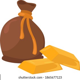 Bars of gold, illustration, vector on white background.
