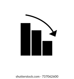 bars graphic descending icon, vector illustration, black sign on isolated background