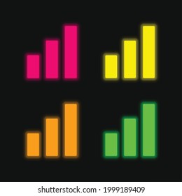 Bars Graphic four color glowing neon vector icon