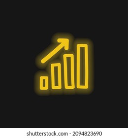 Bars Graphic Up Hand Drawn Symbol gelb leuchtendes Neonsymbol