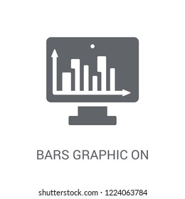 Bars graphic on screen icon. Trendy Bars graphic on screen logo concept on white background from Business and analytics collection. Suitable for use on web apps, mobile apps and print media.