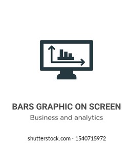 Bars graphic on screen vector icon on white background. Flat vector bars graphic on screen icon symbol sign from modern business and analytics collection for mobile concept and web apps design.