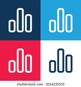 Bars Graphic Outline blue and red four color minimal icon set