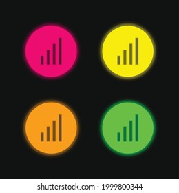 Bars Graphics four color glowing neon vector icon