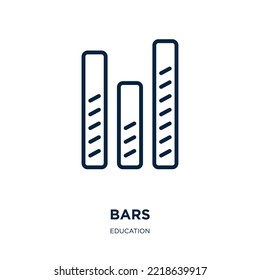 bars icon from education collection. Thin linear bars, bar, label outline icon isolated on white background. Line vector bars sign, symbol for web and mobile