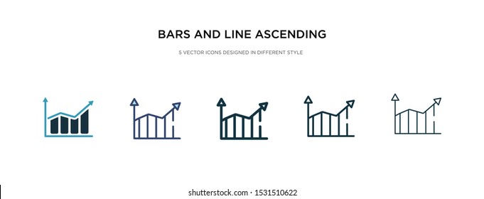 bars and line ascending of data analytics icon in different style vector illustration. two colored and black bars and line ascending of data analytics vector icons designed in filled, outline, line