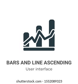 Bars and line ascending of data analytics vector icon on white background. Flat vector bars and line ascending of data analytics icon symbol sign from modern user interface collection for mobile 