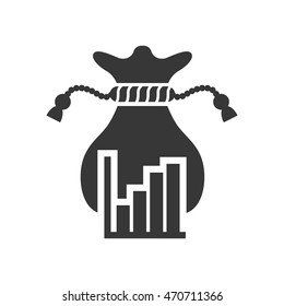 bars money bag financial commerce icon. Flat and Isolated design. Vector illustration