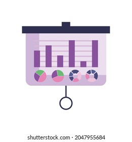 bars and pie charts in presentation board on white background
