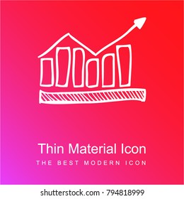 Bars stats graphic red and pink gradient material white icon minimal design