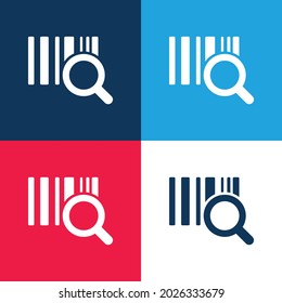 Barscode With A Magnifier Business Symbol blue and red four color minimal icon set