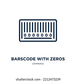 barscode with zeros icon from commerce collection. Thin linear barscode with zeros, commerce, simple outline icon isolated on white background. Line vector barscode with zeros sign, symbol for web and