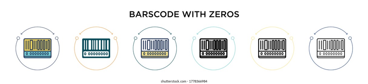 Barscode with zeros icon in filled, thin line, outline and stroke style. Vector illustration of two colored and black barscode with zeros vector icons designs can be used for mobile, ui, web