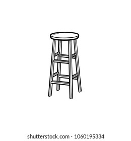 Barstool hand drawn outline doodle icon. High chair vector sketch illustration for print, web, mobile and infographics isolated on white background.