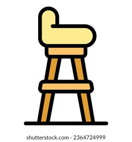 Barstool icon outline vector. Modern chair. High seat color flat
