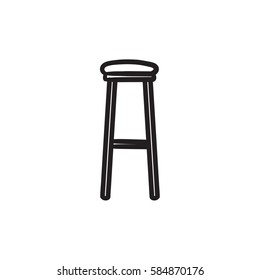 Icono de esbozo vectorial de taburete aislado en el fondo. Icono de Barstool dibujado a mano. Icono de boceto de barstool para infografía, sitio web o aplicación.