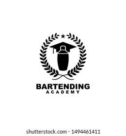 bartender academy shaker vector logo design