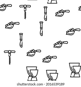Bartender Accessory Vector Seamless Pattern Thin Line Illustration