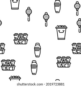 Bartender Accessory Vector Seamless Pattern Thin Line Illustration