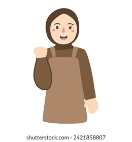 bartender barista in brown apron