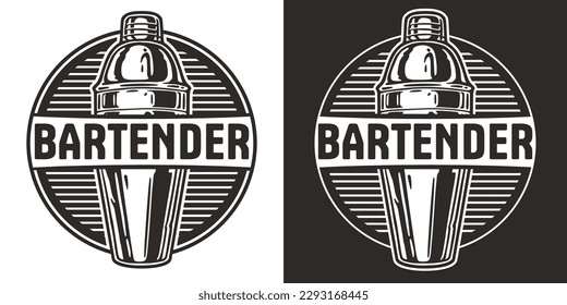 Bartender cocktail shaker for bartending. Chromed metal boston shaker for barman of cocktail bar.