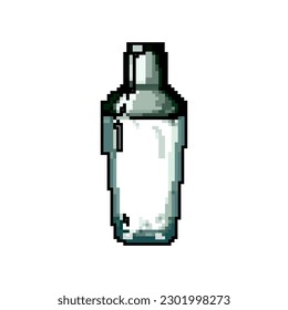Bartender Cocktail Shaker Spiel Pixel Art Retro-Vektorgrafik. Bitter Bartender-Cocktail-Shaker. alte Vintage-Illustration