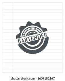 Bartender drawn in pencil. Vector Illustration. Detailed.