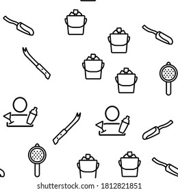Bartender Equipment Vector Seamless Pattern Thin Line Illustration