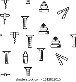 Bartender Equipment Vector Seamless Pattern Thin Line Illustration