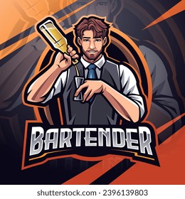 Bartender esport mascot logo design