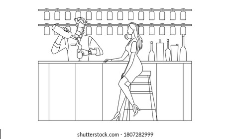 25 Nice Black white sketch drawings bartender poster for Girl