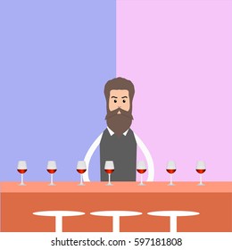the bartender in flat design