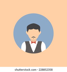 Bartender flat round avatar for social networks