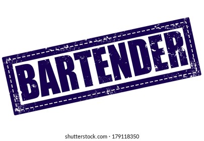 bartender grunge stamp whit on vector illustration