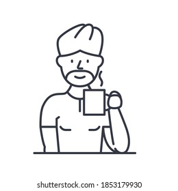 Bartender icon. Linear isolated illustration, thin line vector. Web design outline sign concept symbol with editable stroke on white background.