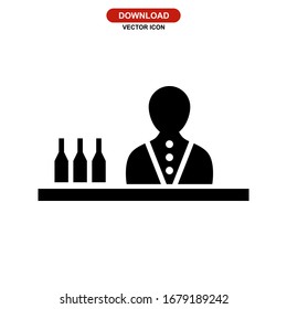 bartender icon or logo isolated sign symbol vector illustration - high quality black style vector icons
