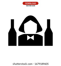 Icono de bartender o logotipo símbolo de signo aislado ilustración vectorial - iconos vectoriales de estilo negro de alta calidad
