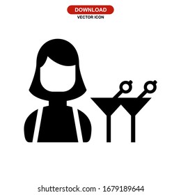 bartender icon or logo isolated sign symbol vector illustration - high quality black style vector icons
